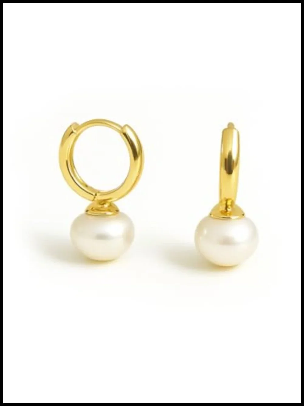 AAA Freshwater Pearl Drop Huggie Earrings 14K Gold Plated Rhodium Plated 9-10mm